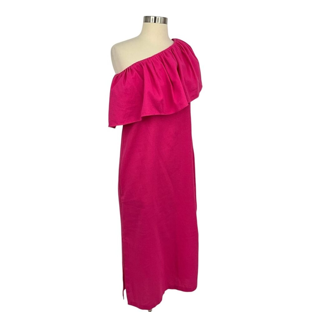 Tuckernuck Pomander Place Valencia Ruffle Shoulder Linen Blend Dress Size XS - Picture 10 of 13